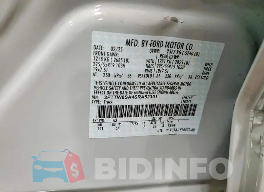 3FTTW8SA4SRA52301 Photo# 12