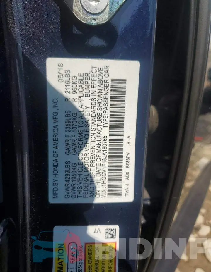1HGCV1F18JA180765 Photo# 12