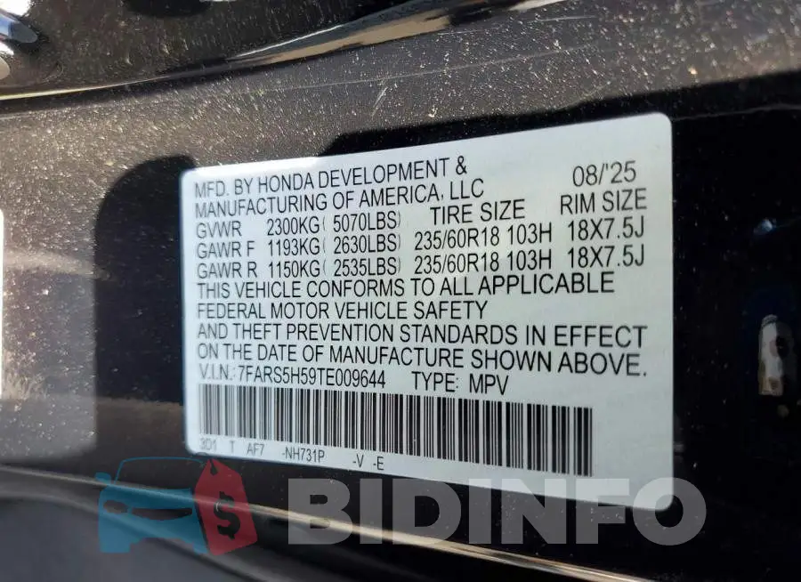 7FARS5H59TE009644 Photo# 13