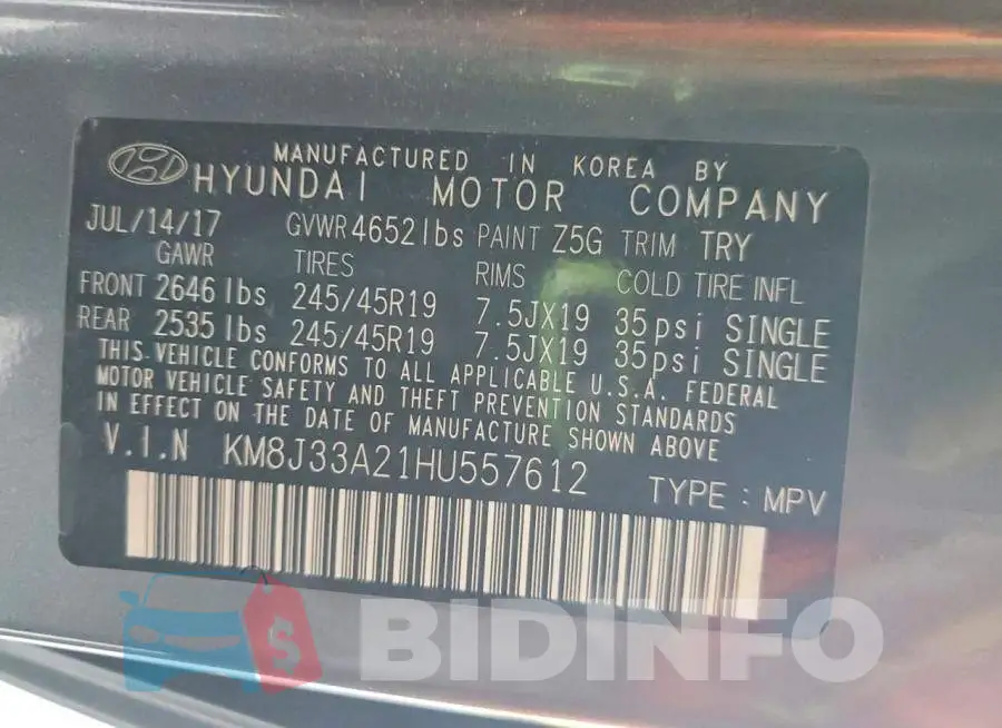 KM8J33A21HU557612 Photo# 14