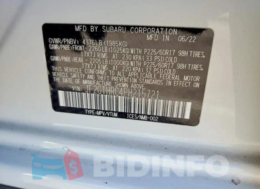 JF2GTHRC4PH215721 Photo# 14