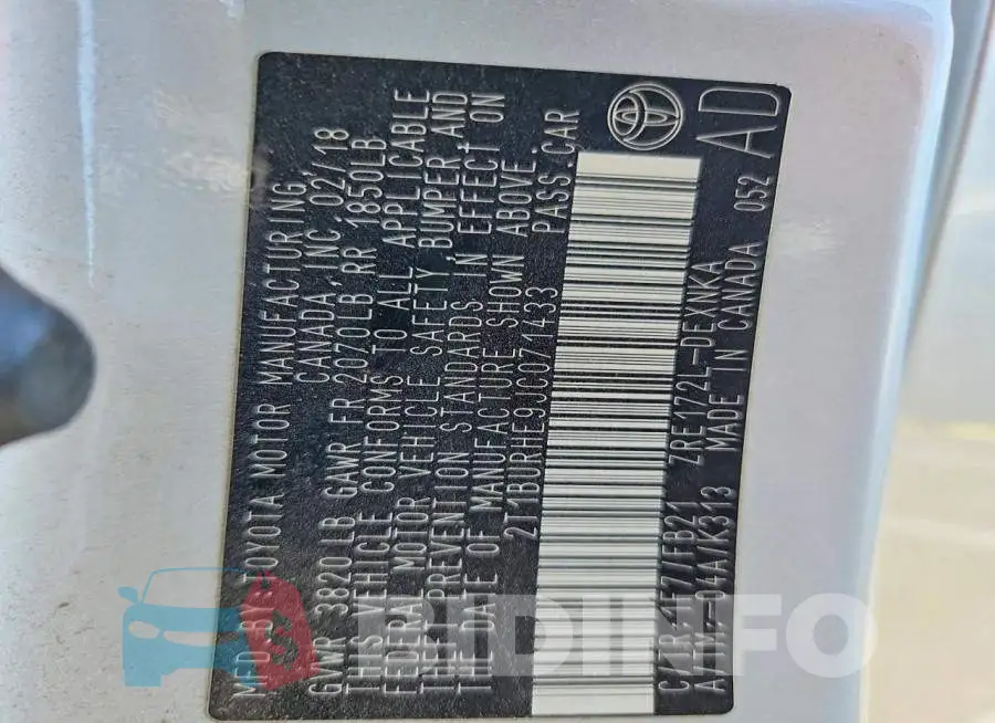 2T1BURHE9JC071433 Photo# 12