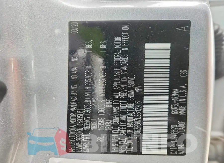 5TDGZRBH7LS512206 Photo# 13