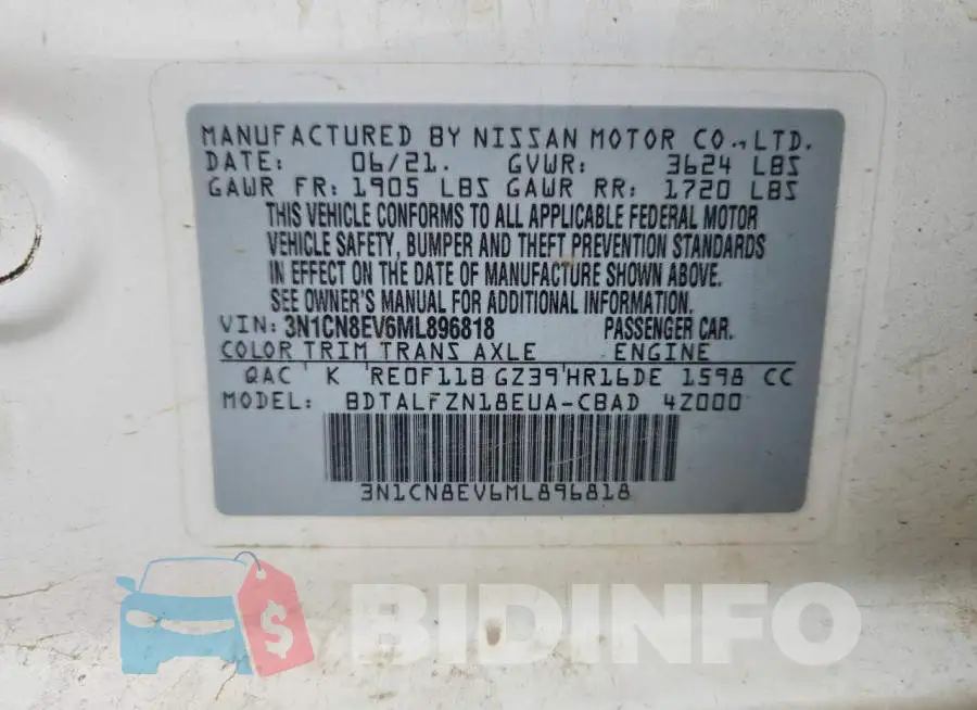 3N1CN8EV6ML896818 Photo# 12