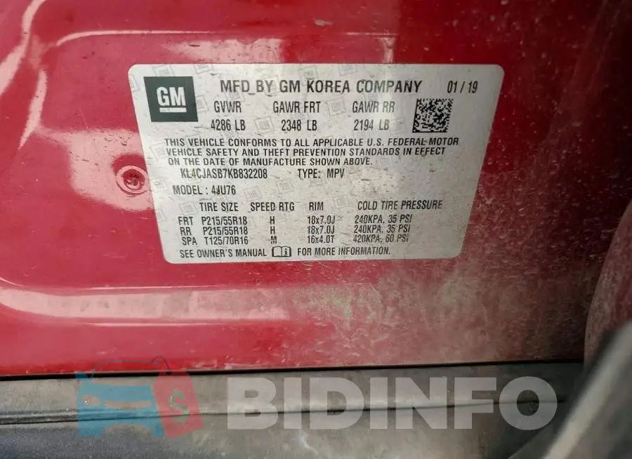 KL4CJASB7KB832208 Photo# 12