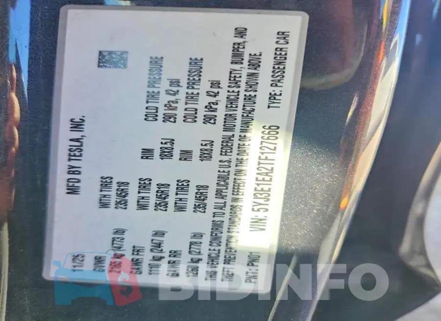 5YJ3E1EA2TF127666 Photo# 12