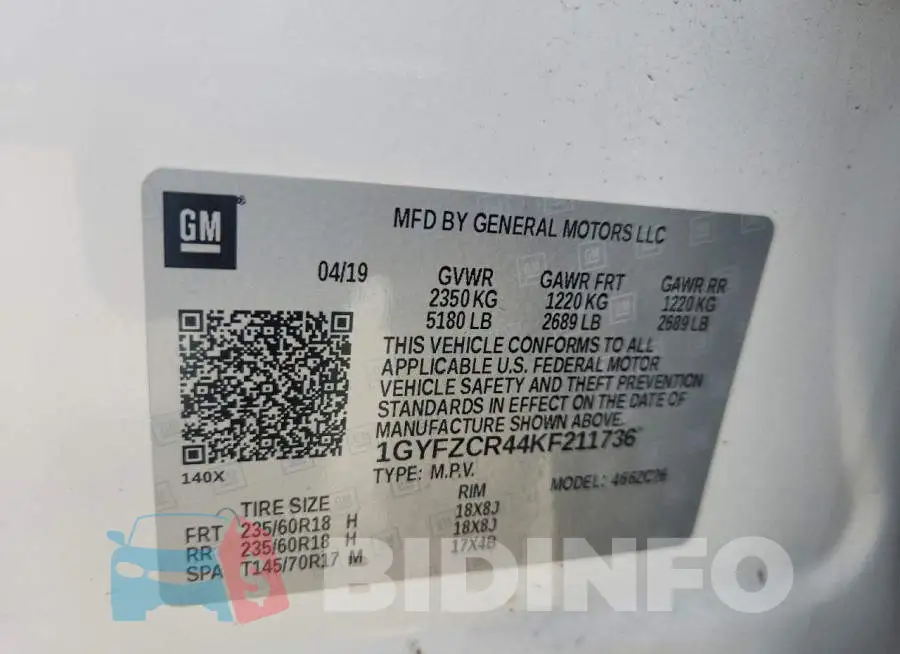 1GYFZCR44KF211736 Photo# 12