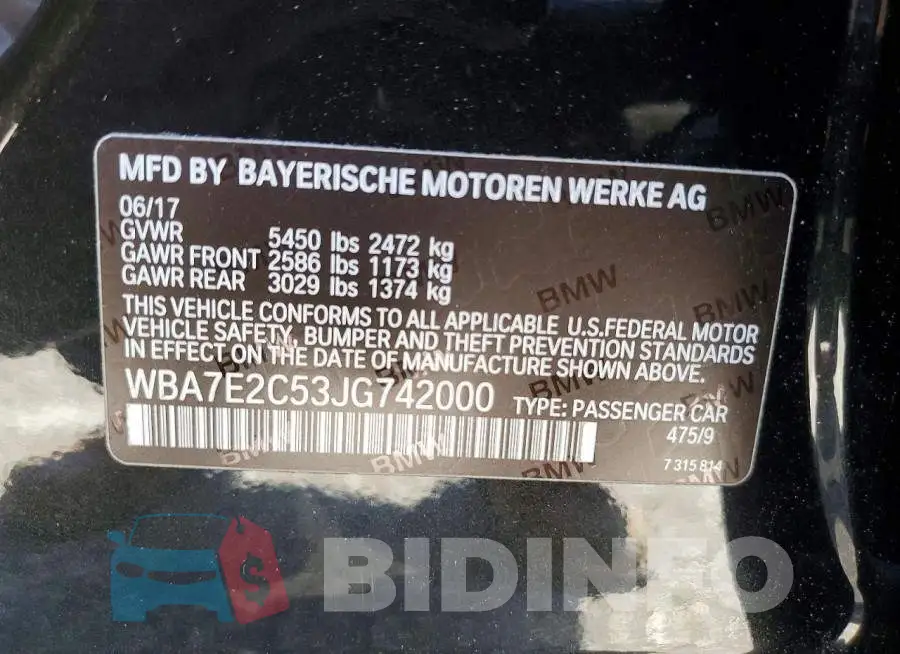 WBA7E2C53JG742000 Photo# 12