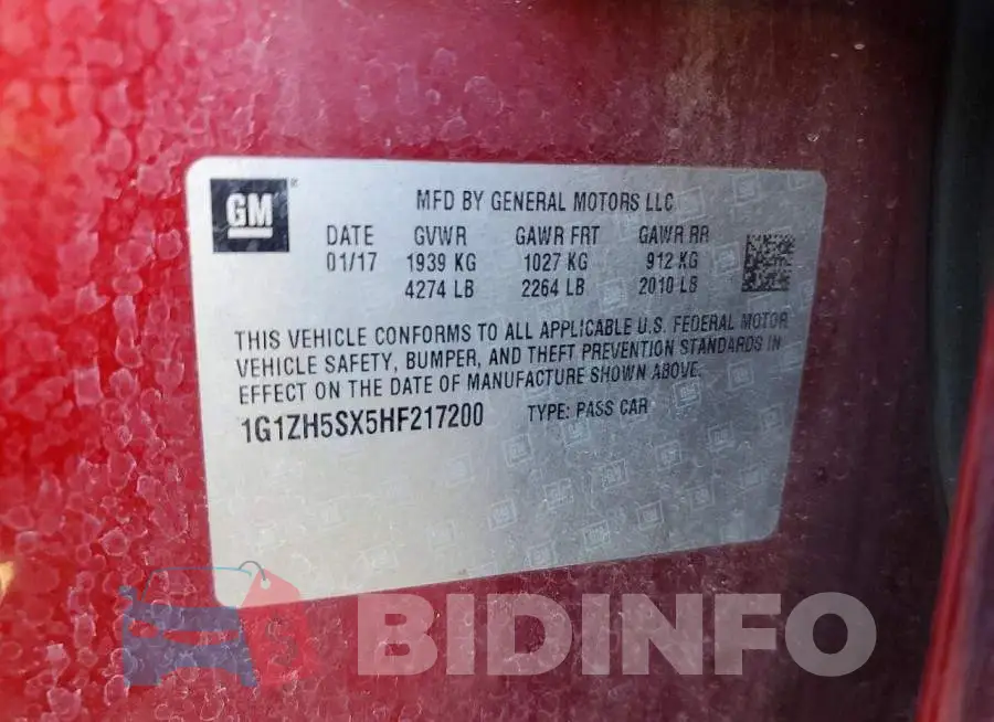 1G1ZH5SX5HF217200 Photo# 12