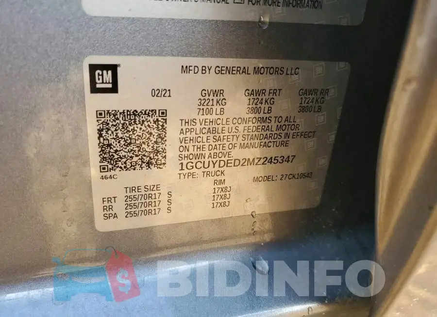 1GCUYDED2MZ245347 Photo# 13
