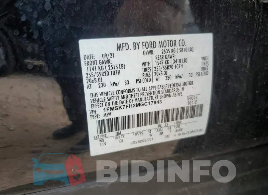 1FMSK7FH2MGC17843 Photo# 13