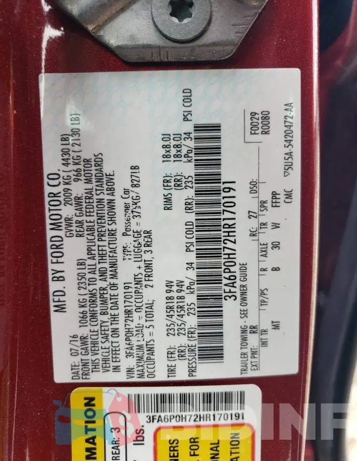 3FA6P0H72HR170191 Photo# 12