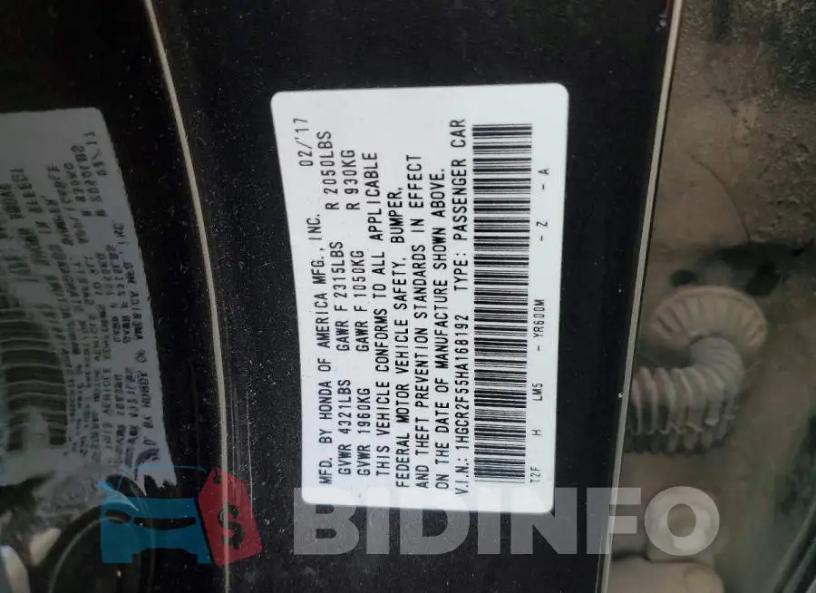 1HGCR2F55HA168192 Photo# 12