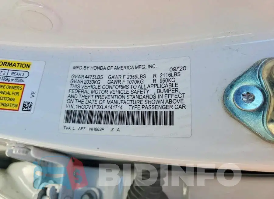 1HGCV1F3XLA141714 Photo# 12