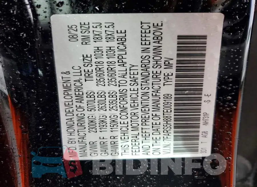 7FARS5H88TE009189 Photo# 12