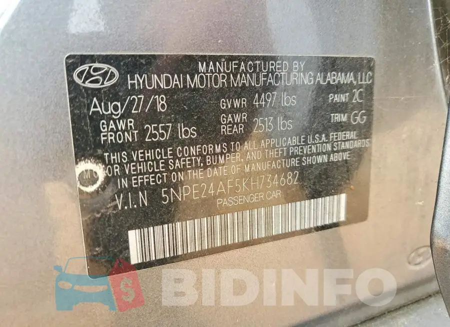 5NPE24AF5KH734682 Photo# 12