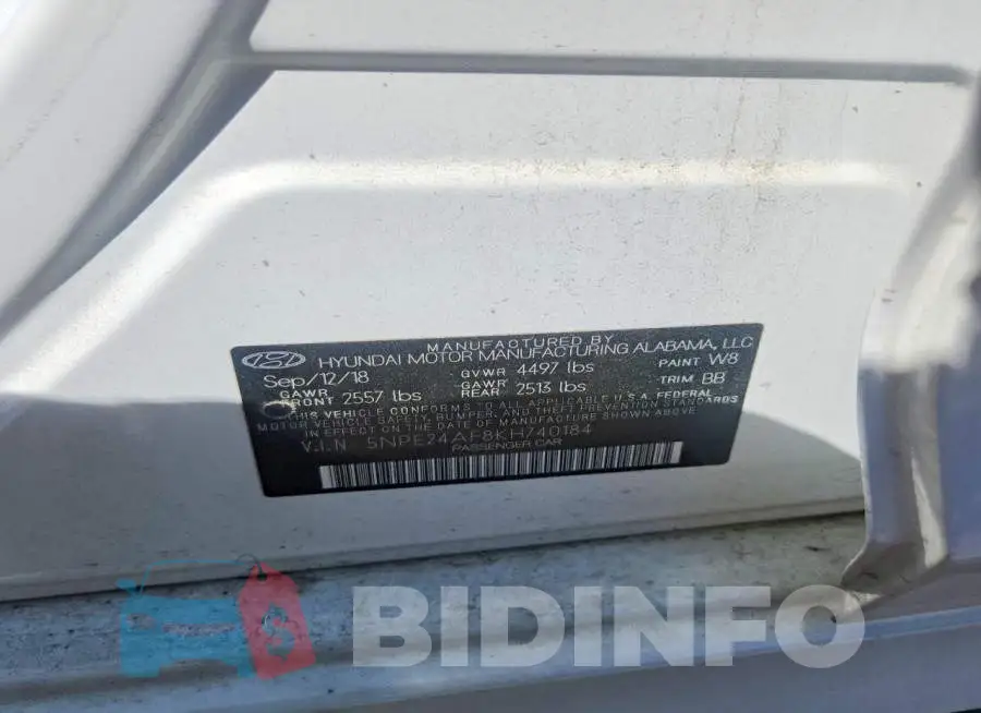 5NPE24AF8KH740184 Photo# 12
