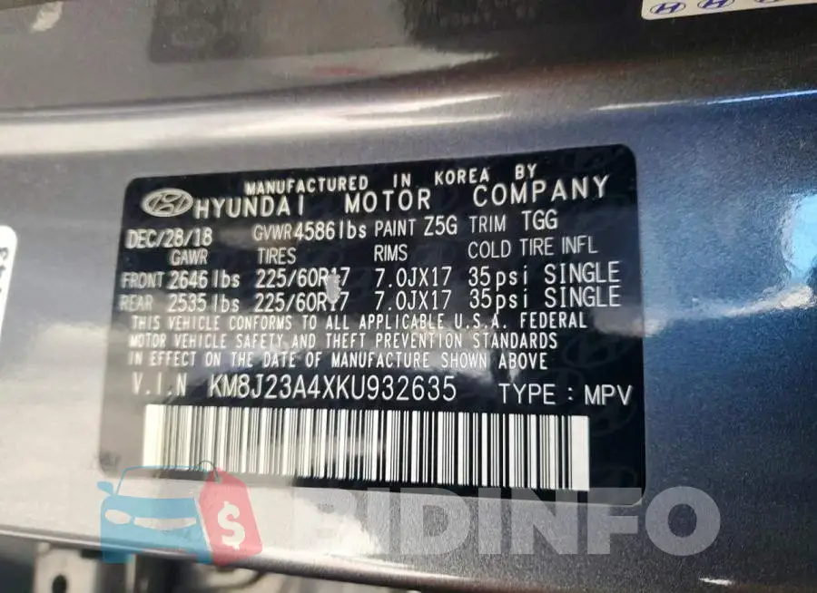 KM8J23A4XKU932635 Photo# 13