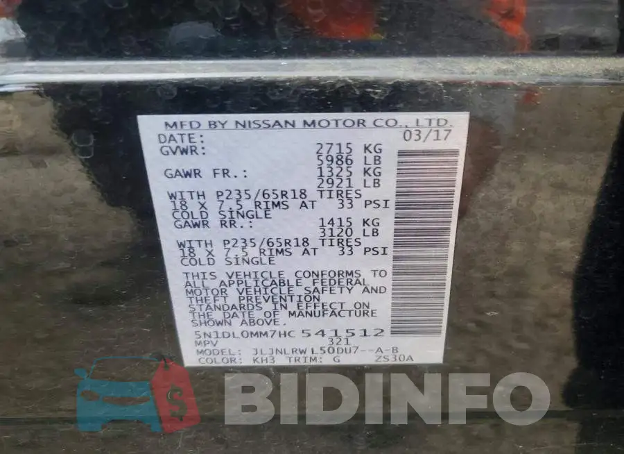 5N1DL0MM7HC541512 Photo# 13