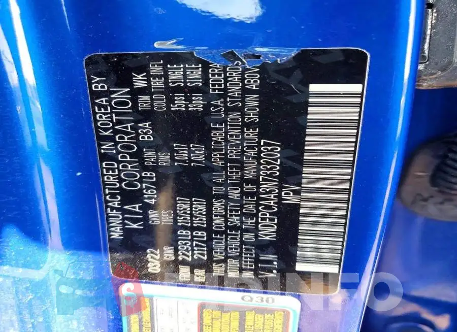 KNDEPCAA3N7332037 Photo# 13