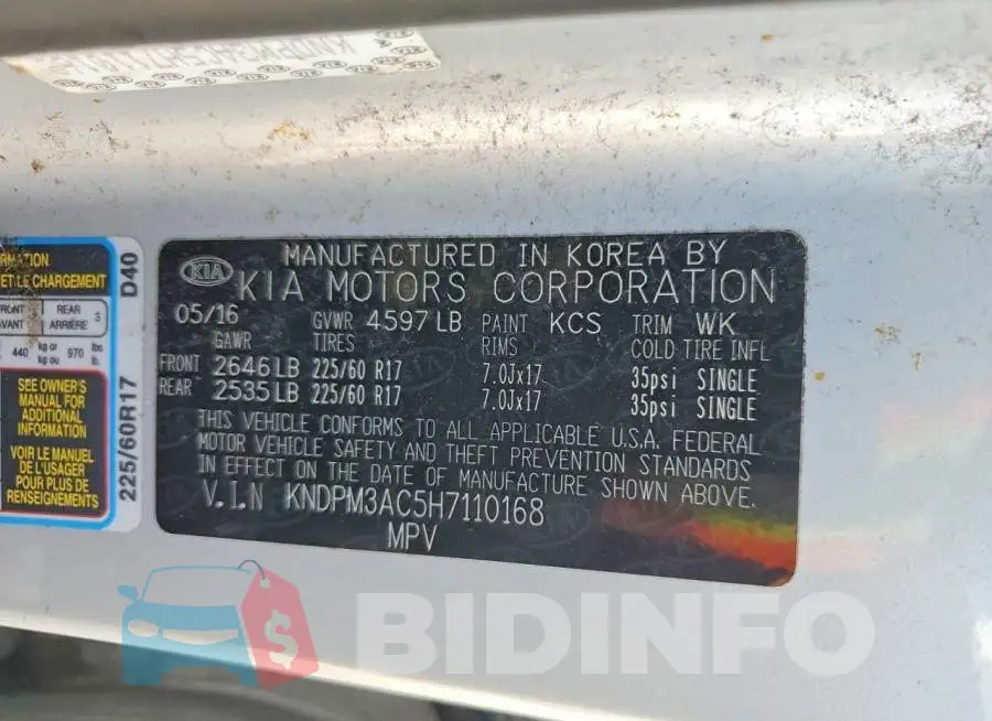 KNDPM3AC5H7110168 Photo# 14