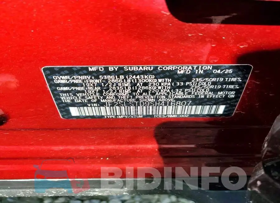 JF2SLSTD9SH416807 Photo# 13