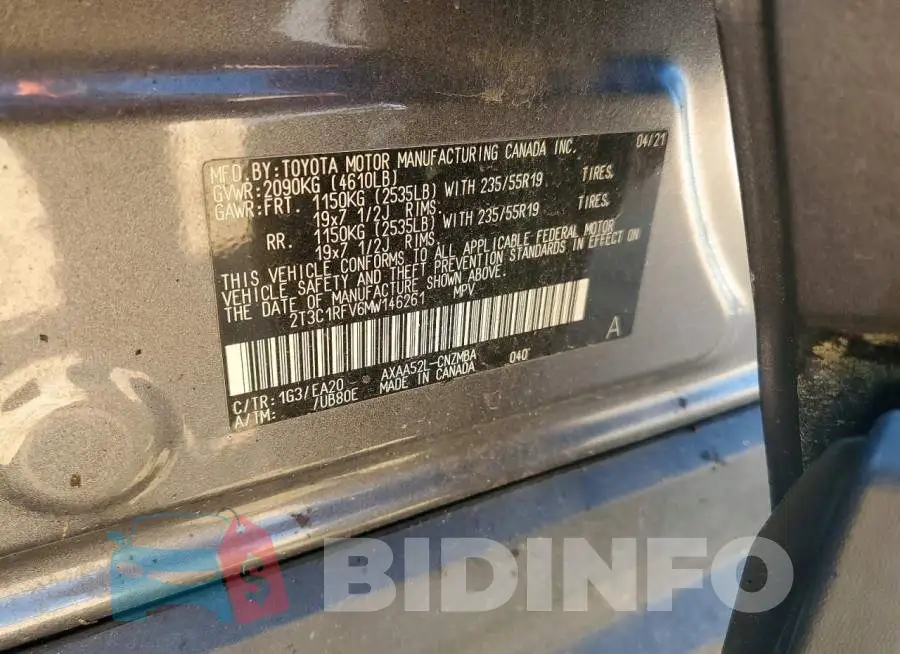 2T3C1RFV6MW146261 Photo# 13