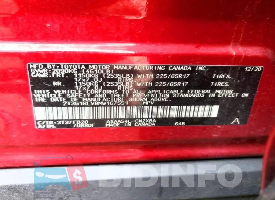 2T3G1RFV8MW167551 Photo# 13