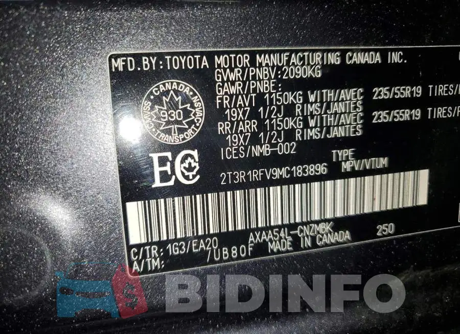 2T3R1RFV9MC183896 Photo# 14