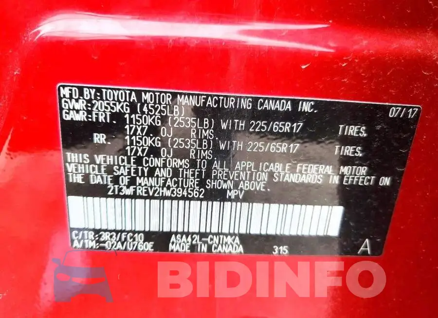 2T3WFREV2HW394562 Photo# 13