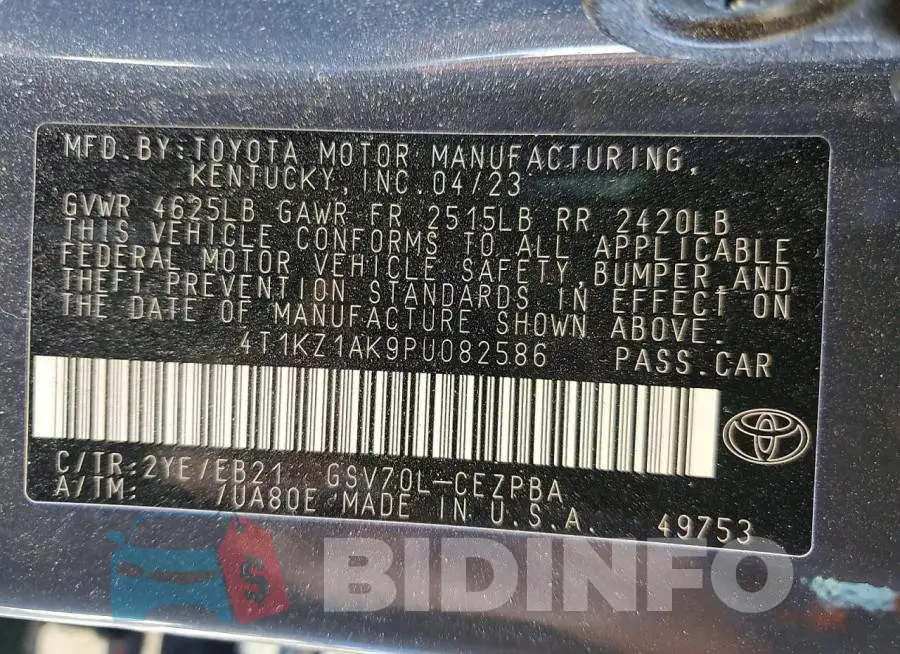 4T1KZ1AK9PU082586 Photo# 13