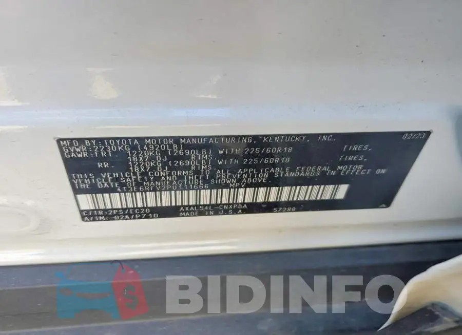 4T3E6RFV2PU111666 Photo# 13