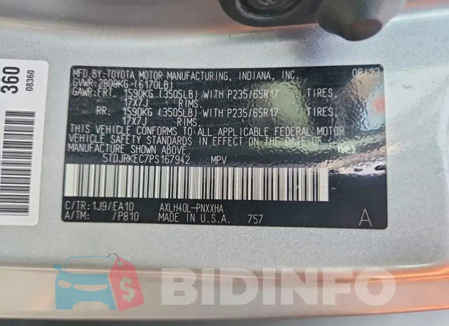 5TDJRKEC7PS167942 Photo# 13