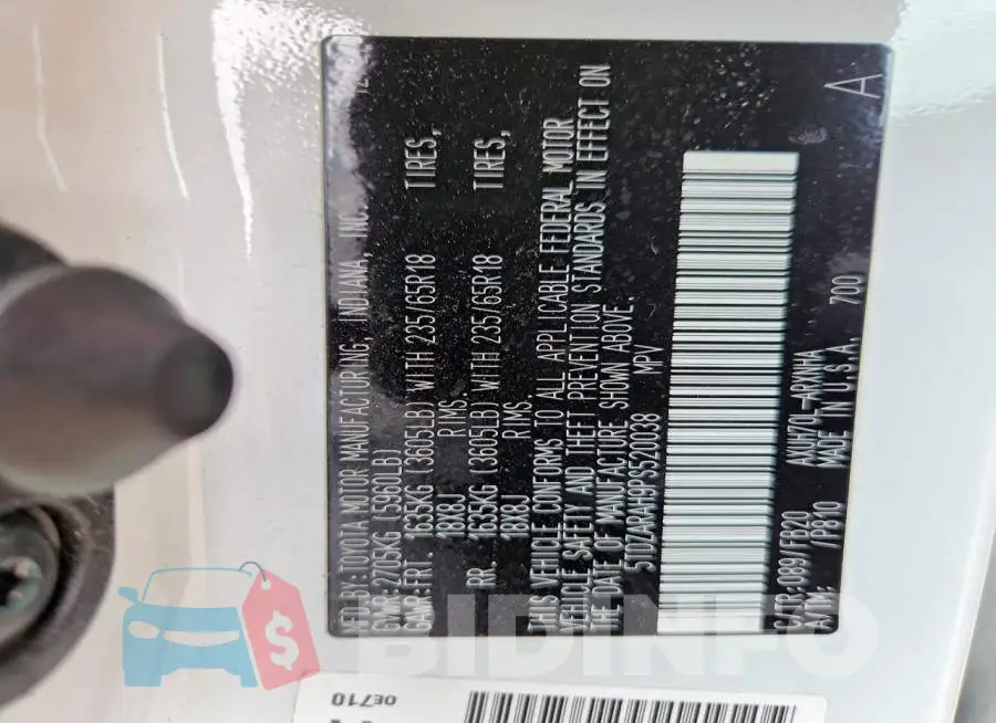 5TDZARAH9PS520038 Photo# 13