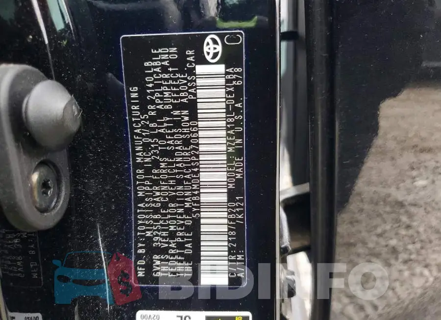 5YFB4MDE4SP270660 Photo# 12