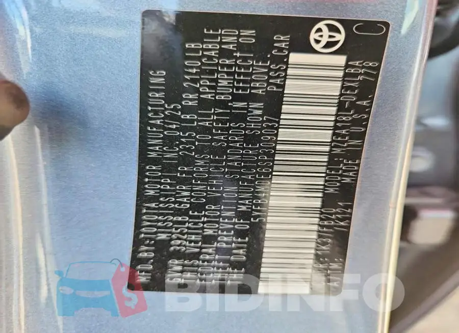 5YFB4MDE6SP309037 Photo# 12