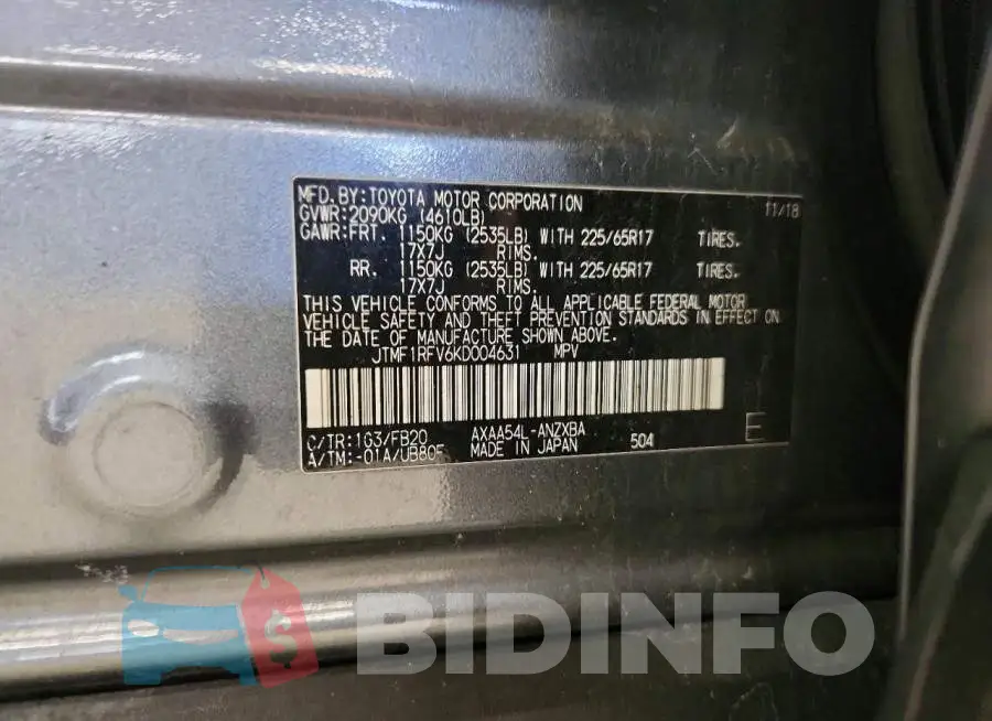 JTMF1RFV6KD004631 Photo# 13