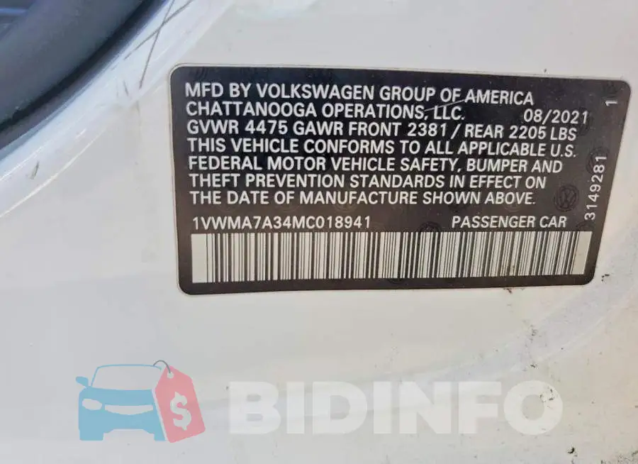1VWMA7A34MC018941 Photo# 12
