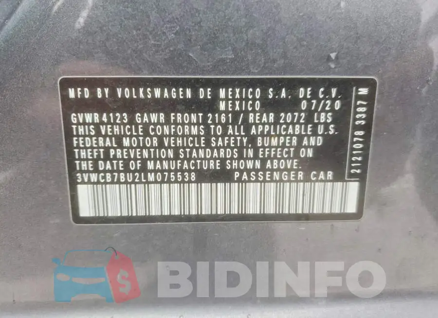 3VWCB7BU2LM075538 Photo# 13