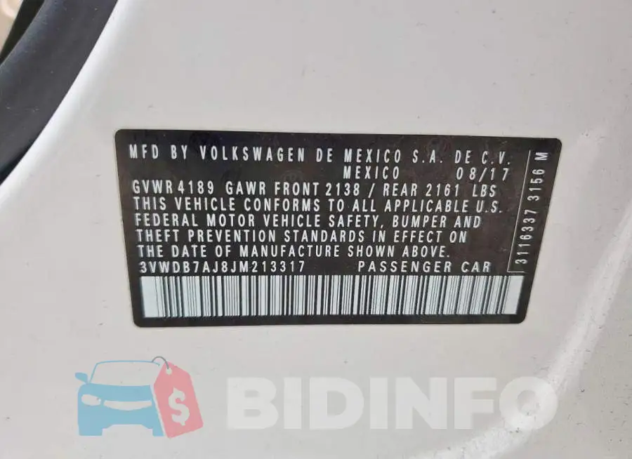 3VWDB7AJ8JM213317 Photo# 13