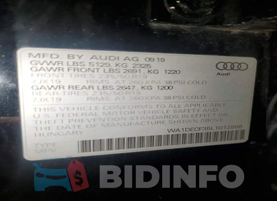 WA1DECF35L1012868 Photo# 13