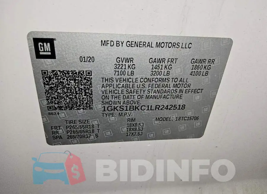 1GKS1BKC1LR242518 Photo# 13