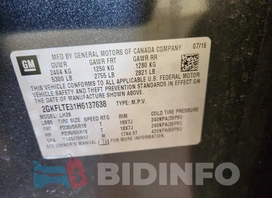 2GKFLTE31H6137638 Photo# 13
