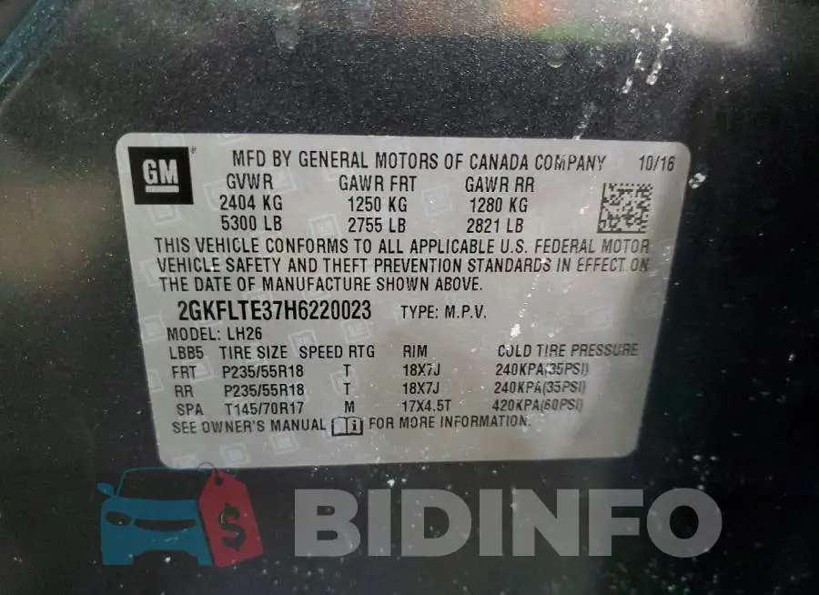 2GKFLTE37H6220023 Photo# 13