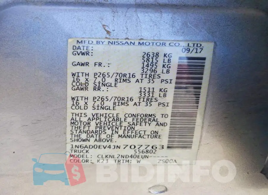 1N6AD0EV4JN707763 Photo# 12