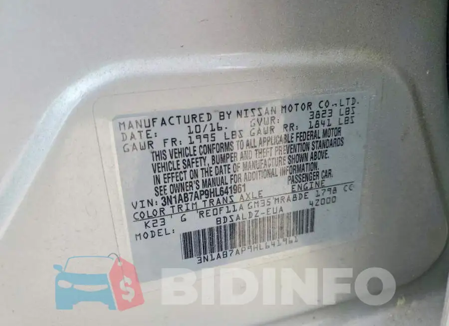 3N1AB7AP9HL641961 Photo# 12