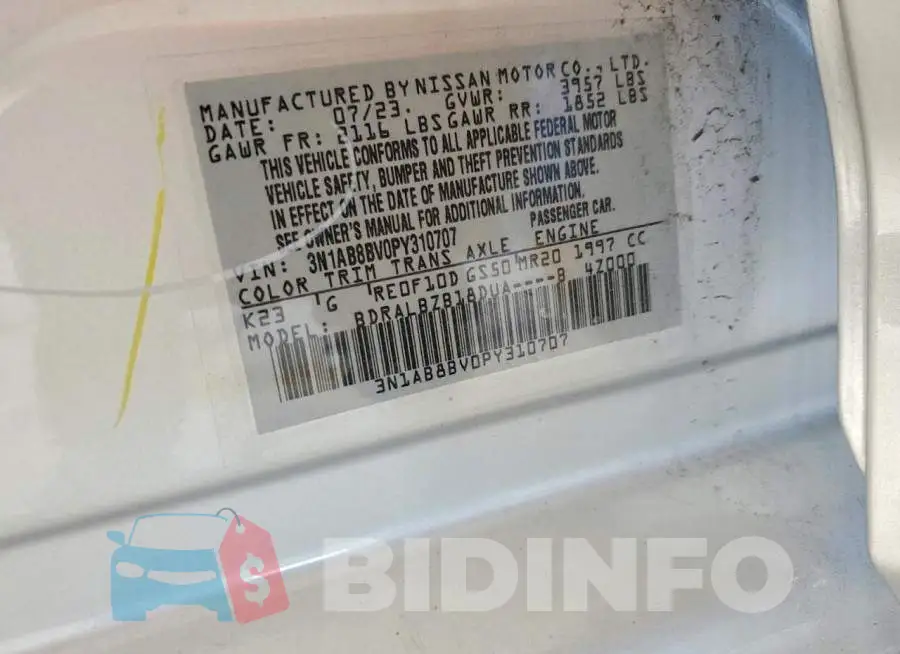 3N1AB8BV0PY310707 Photo# 13