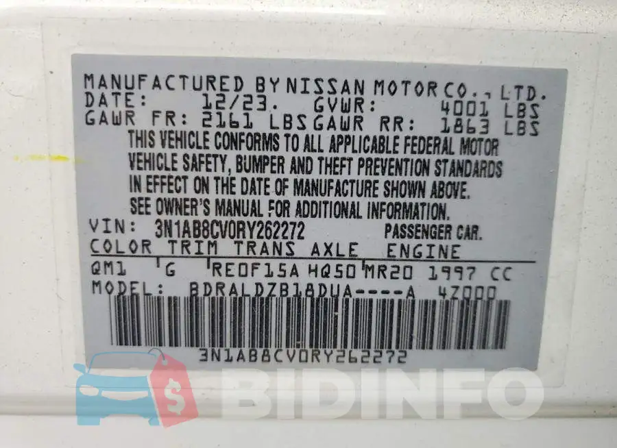 3N1AB8CV0RY262272 Photo# 12