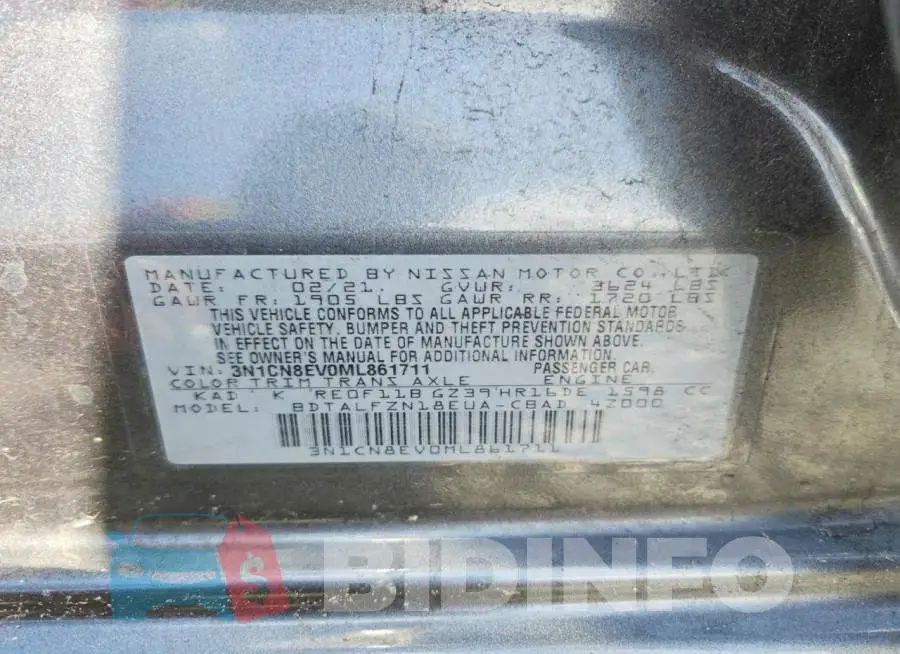 3N1CN8EV0ML861711 Photo# 12