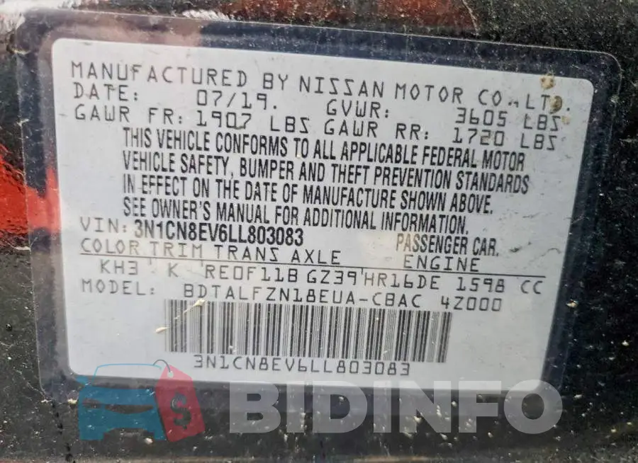 3N1CN8EV6LL803083 Photo# 12